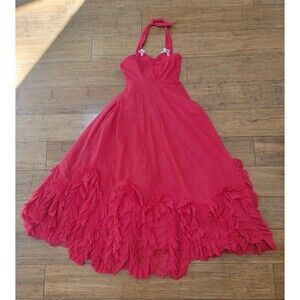 NWT Dollcake A Ruffle Affair Red Gown Pageant Wedding Flower Girl Size 10 Halter